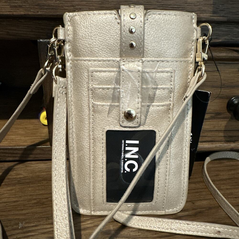 INC International Concepts Ashlii Phone Wristlet Crossbody Champagne New $40